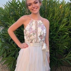 White/Cream Floral Prom Dress